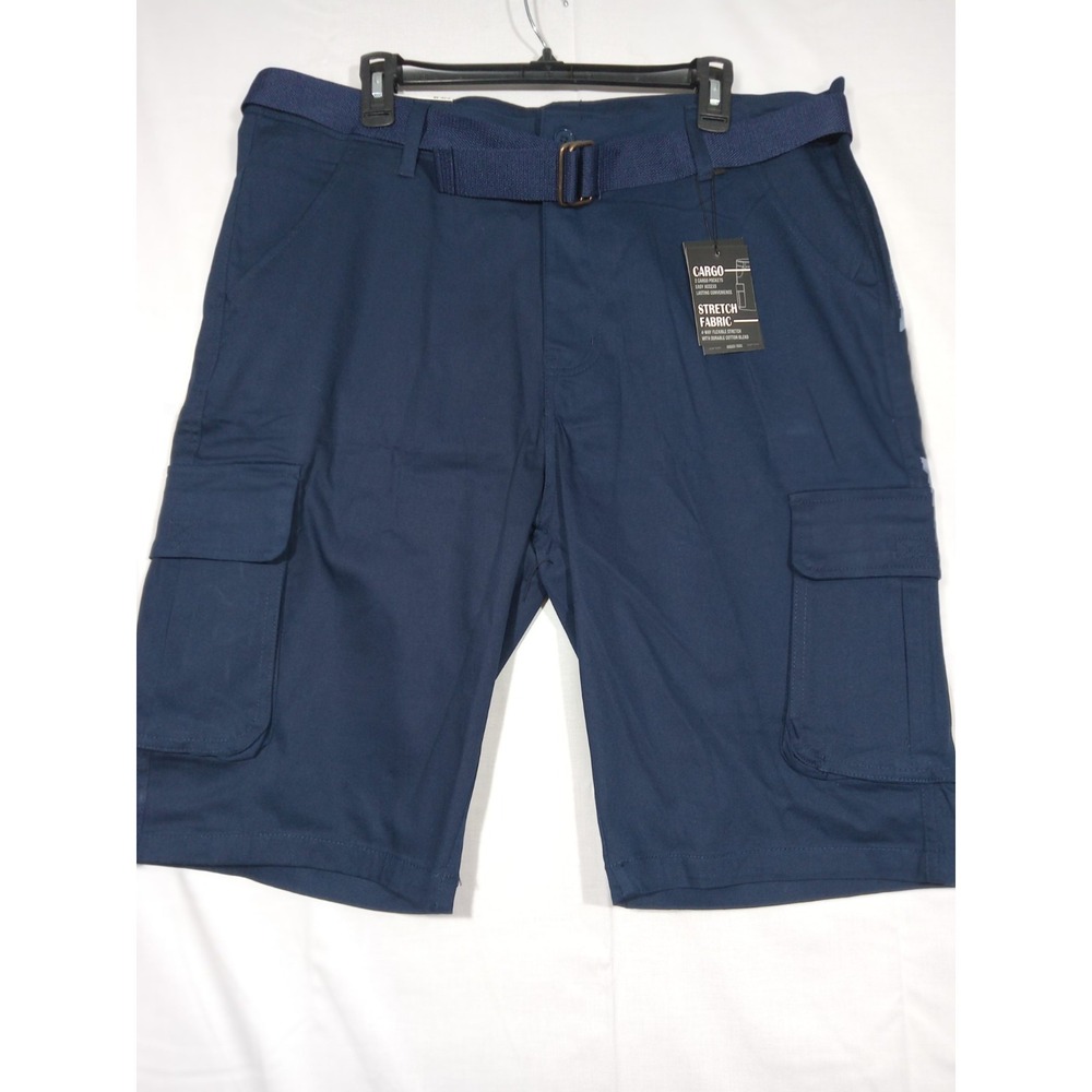 Rugged‎ Trail Men's Cargo 4 Way Stretch Belted Shorts Men 38 Navy Blue $ 59